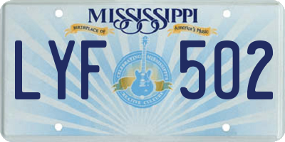 MS license plate LYF502