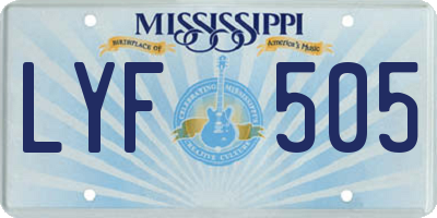 MS license plate LYF505