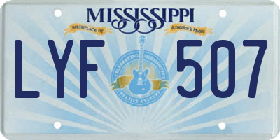 MS license plate LYF507