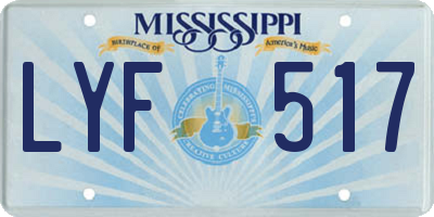 MS license plate LYF517