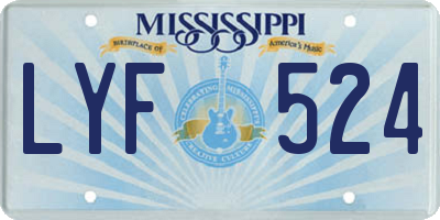 MS license plate LYF524