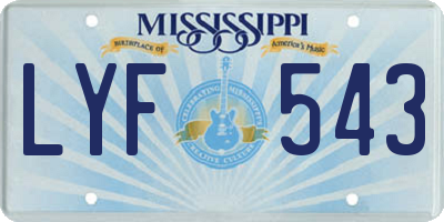 MS license plate LYF543