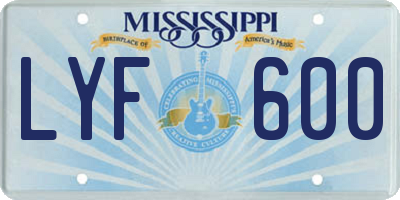 MS license plate LYF600