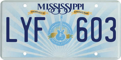 MS license plate LYF603