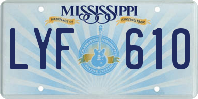 MS license plate LYF610