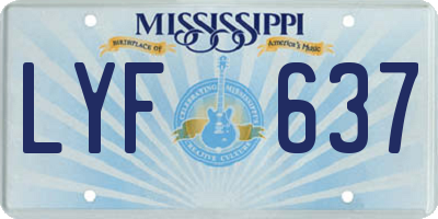 MS license plate LYF637
