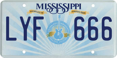 MS license plate LYF666