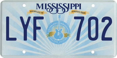 MS license plate LYF702