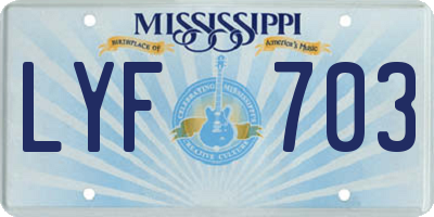 MS license plate LYF703