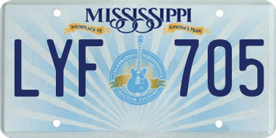 MS license plate LYF705