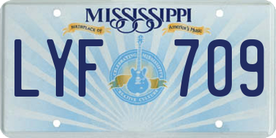 MS license plate LYF709