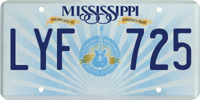 MS license plate LYF725