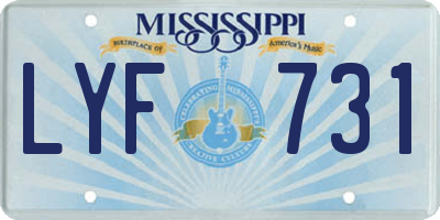 MS license plate LYF731