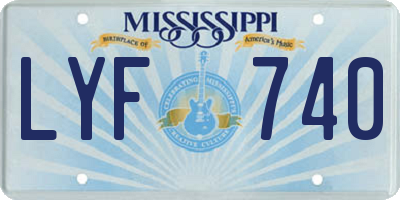MS license plate LYF740