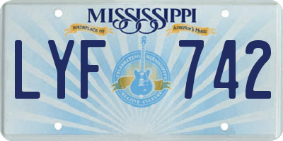 MS license plate LYF742