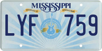 MS license plate LYF759