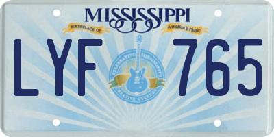 MS license plate LYF765