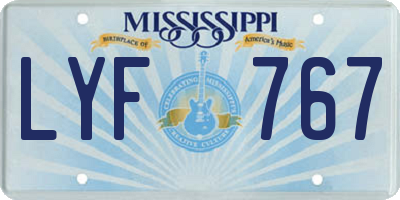 MS license plate LYF767