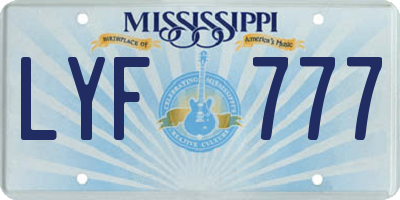 MS license plate LYF777