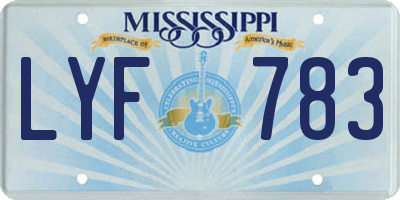 MS license plate LYF783