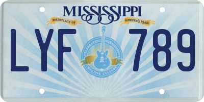 MS license plate LYF789