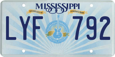 MS license plate LYF792
