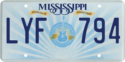 MS license plate LYF794