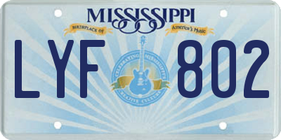 MS license plate LYF802
