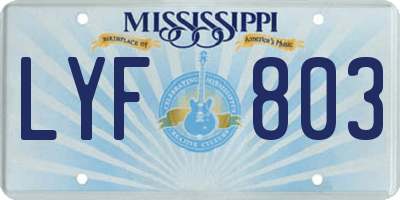 MS license plate LYF803