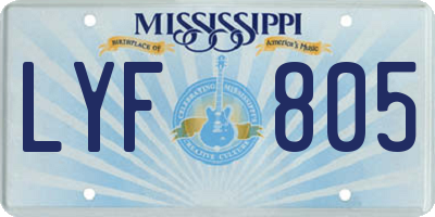 MS license plate LYF805