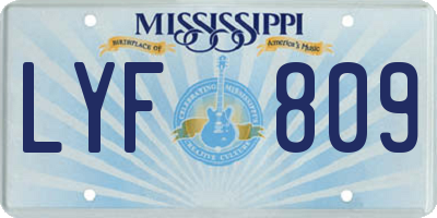 MS license plate LYF809