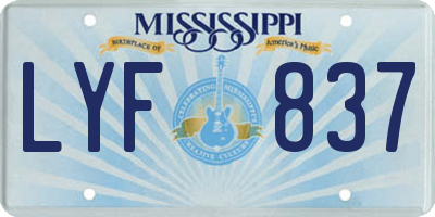 MS license plate LYF837