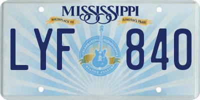 MS license plate LYF840