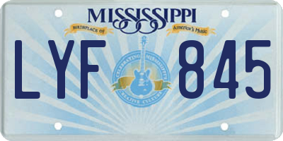 MS license plate LYF845