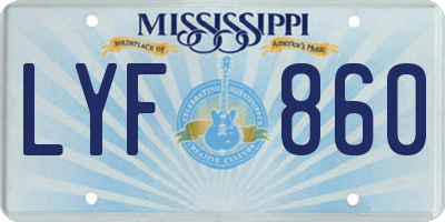 MS license plate LYF860