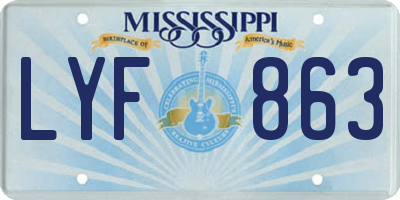 MS license plate LYF863
