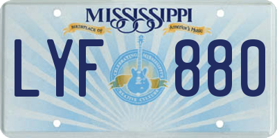 MS license plate LYF880