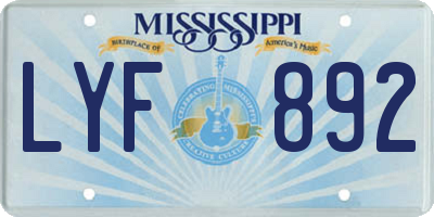 MS license plate LYF892