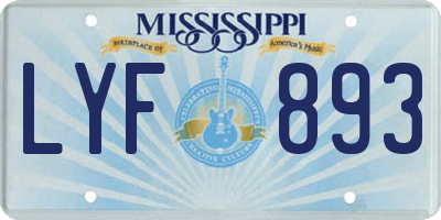 MS license plate LYF893