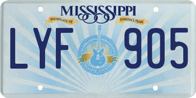 MS license plate LYF905