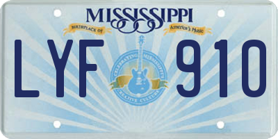 MS license plate LYF910