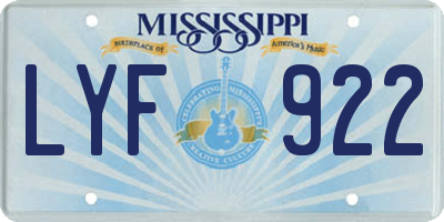 MS license plate LYF922