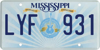 MS license plate LYF931