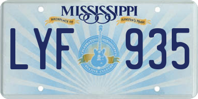 MS license plate LYF935