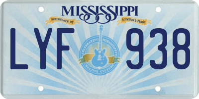 MS license plate LYF938