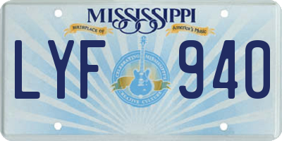 MS license plate LYF940