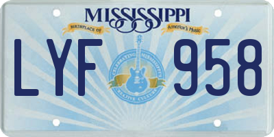 MS license plate LYF958