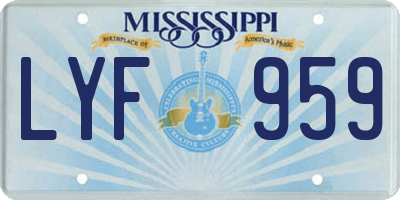 MS license plate LYF959