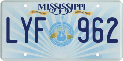 MS license plate LYF962