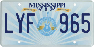 MS license plate LYF965